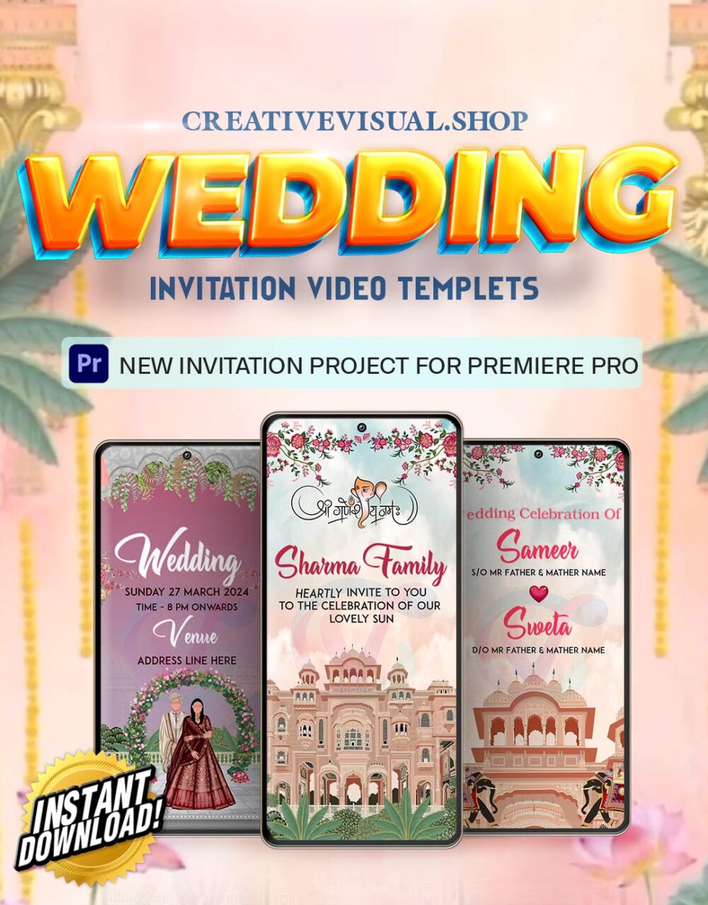 Hindi Wedding Invitation Projects for Premiere Pro