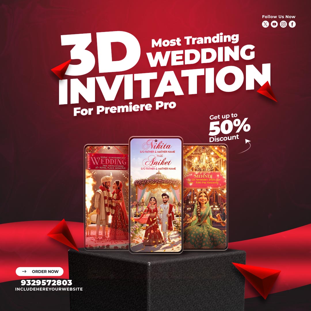3D Wedding Invitation Premiere Pro Template ZX 25