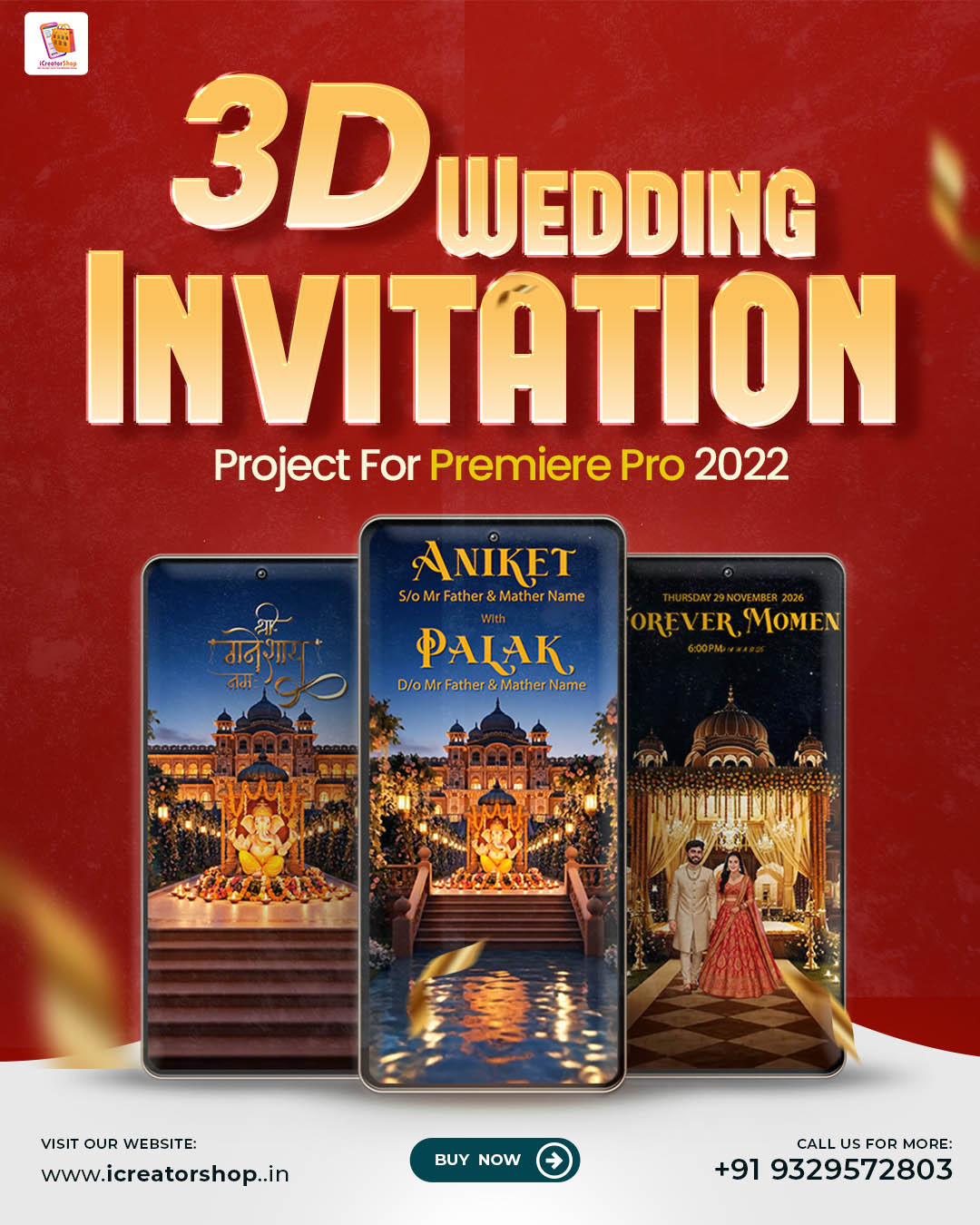 3D Wedding Invitation Premiere Pro Template ZX19