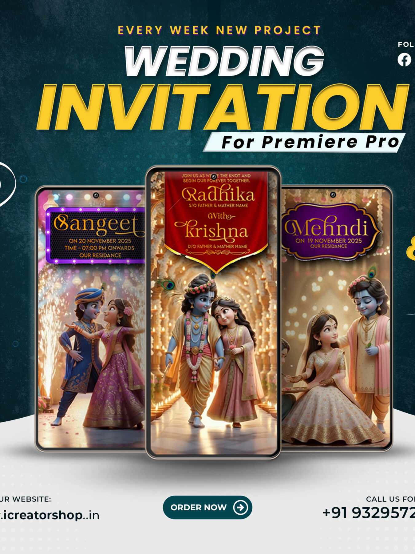Radha Krishna Wedding Invitation Premiere Pro Template ZX 21